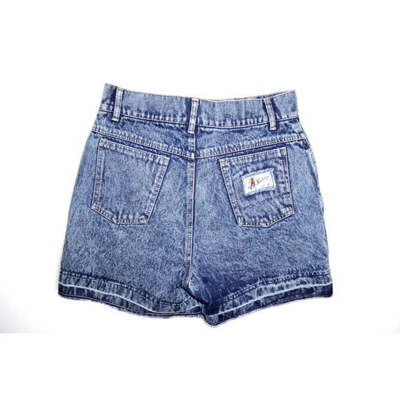 Vintage Jit & Co High Waist Denim Shorts Spiral Embroidery Size 14 Acid Wash Y2K - Picture 5 of 5